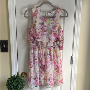 Emerald Sundae Floral Cottagecore Coquette Pink and White Mini Dress